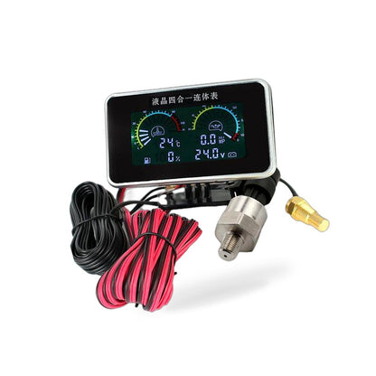 4-in-1 Car LCD Digital Gauge Suitable for Oil Pressure Voltage Water Temperature