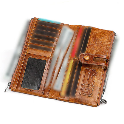 Leather Wallet Zip-Around Card Coin Holder Suitable for Unisex