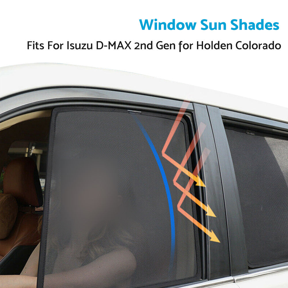 Rear Car Window Sun Shade 2x Suitable For Isuzu D-MAX 2nd Gen / Holden Colorado 2012-2020