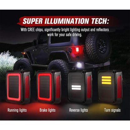 Smoked Black LED Tail Lights Rear Lamp Suitable For Jeep Wrangler JK 2007-2017