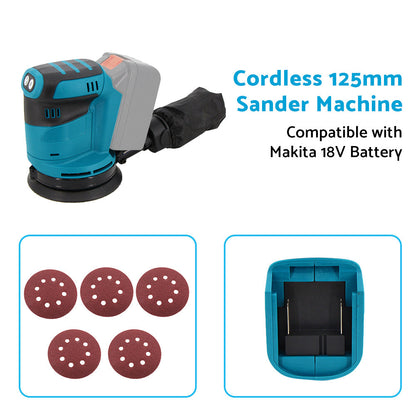 Cordless 125MM Random Orbital Sander Machine Suitable For Makita 18V Battery.
