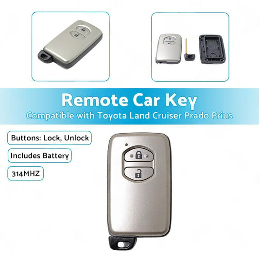 Complete Remote Car Key Suitable for Toyota Prado 2 Buttons 314MHZ