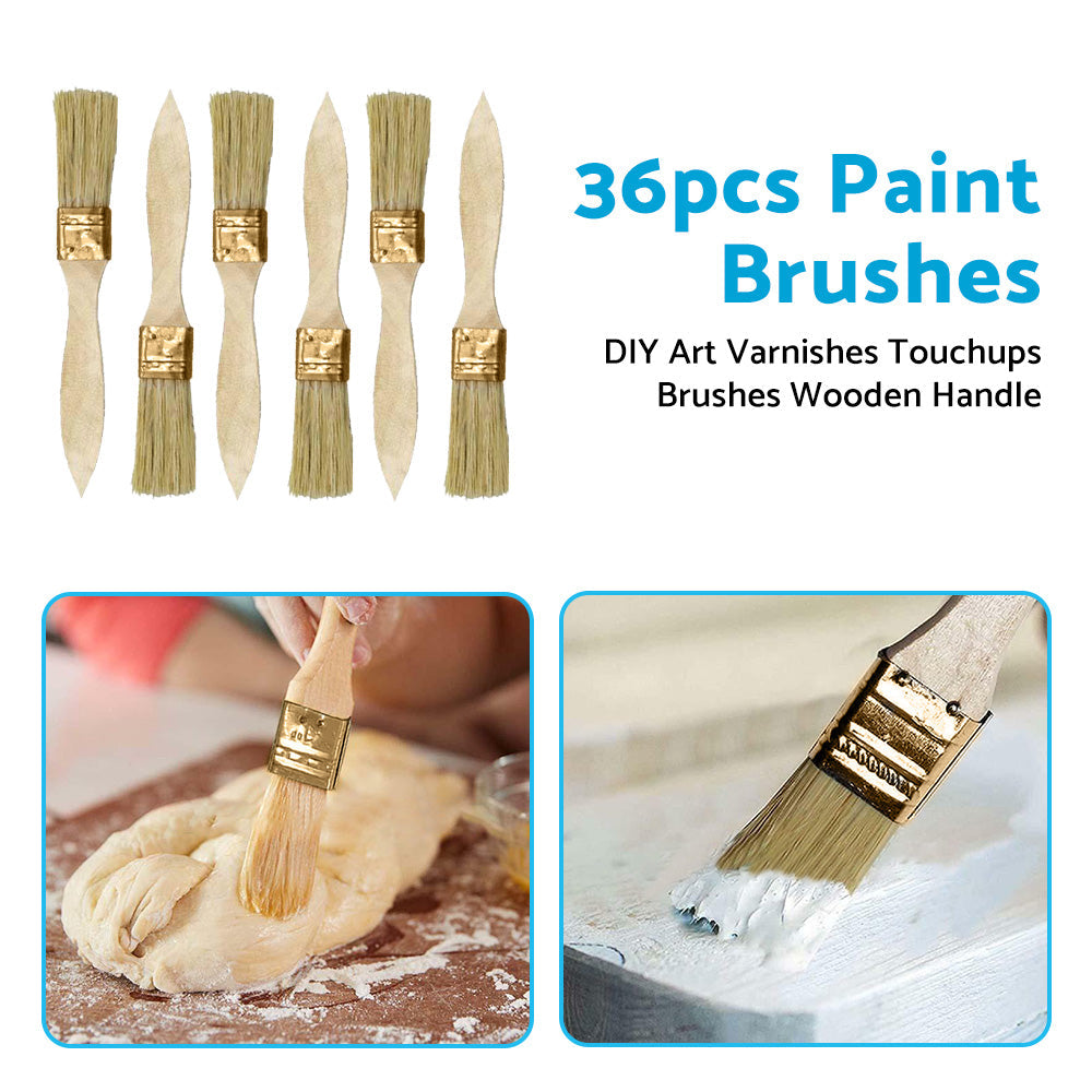 36PCS 1inch Chip Paint Brush DIY Art Varnishes Touchups Brushes Wooden Handle 1inch.