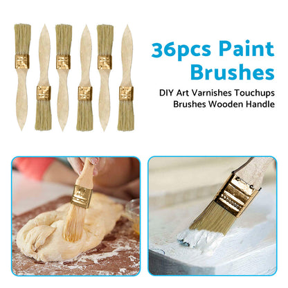 36PCS 1inch Chip Paint Brush DIY Art Varnishes Touchups Brushes Wooden Handle 1inch.