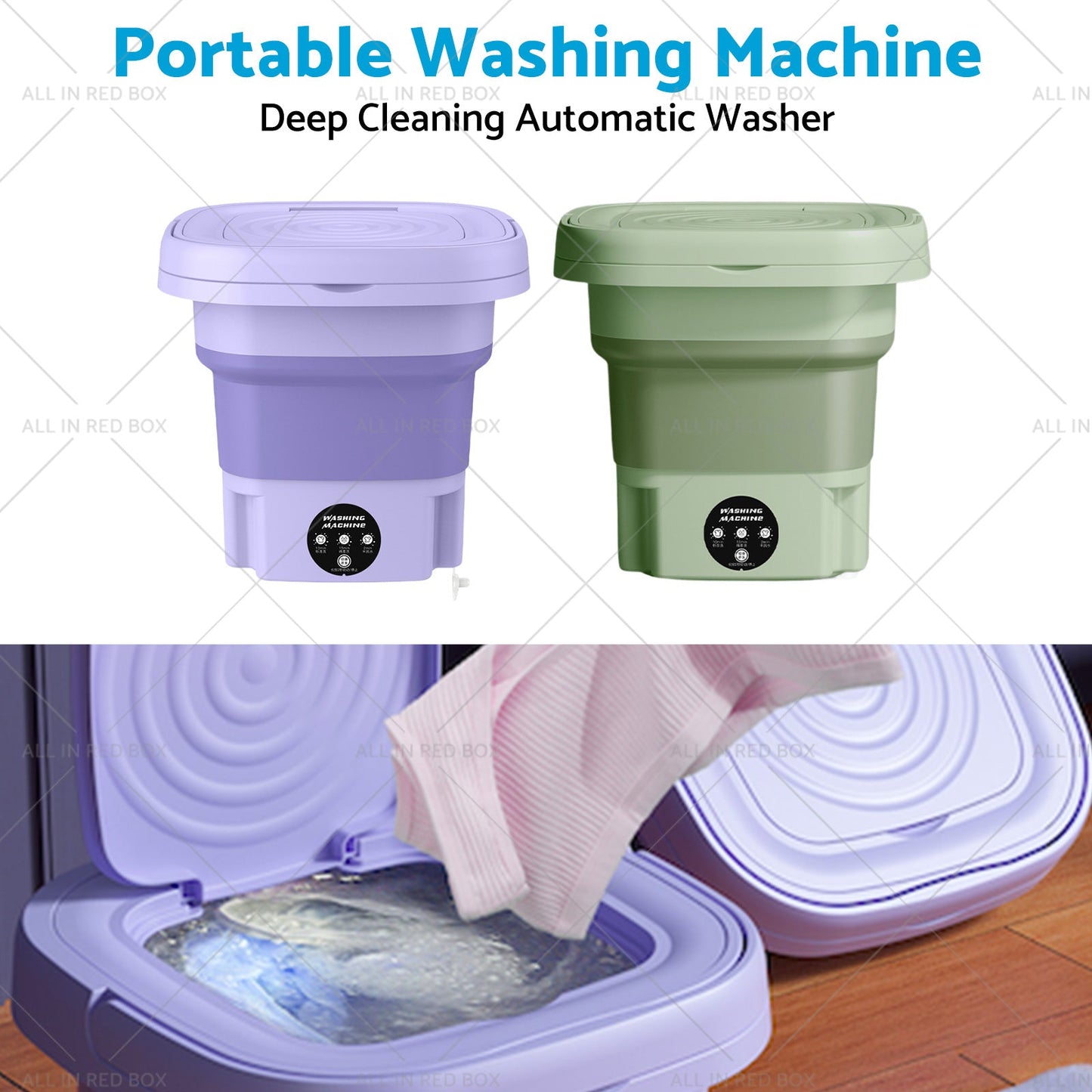 8L Foldable Portable Washing Machine with 3 Modes Deep Cleaning Automatic Washer 240V.