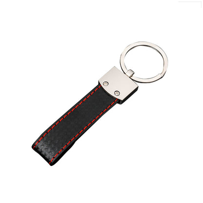 Black Key Ring Keychain With Metal & PU Leather Suitable for Universal Use
