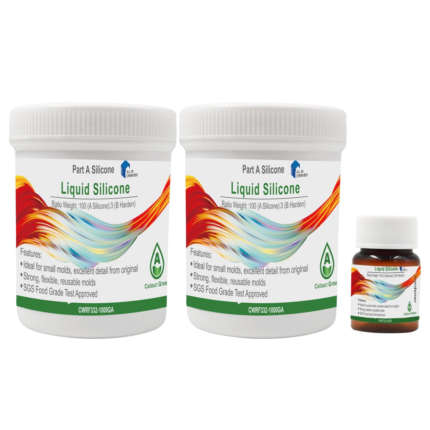 SH25 Liquid Silicone Rubber Mould Making Kit 100:3 Part Mix Suitable For Casting 1Kg 2Kg 5Kg 10Kg Green