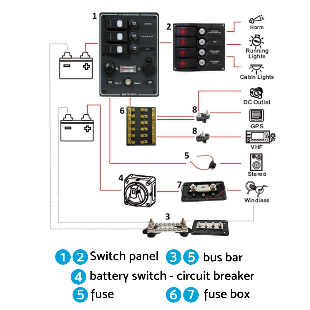 Bus Bar M8-M8 2 Post 12V-24V Terminal Block Suitable for Caravan Motorhome