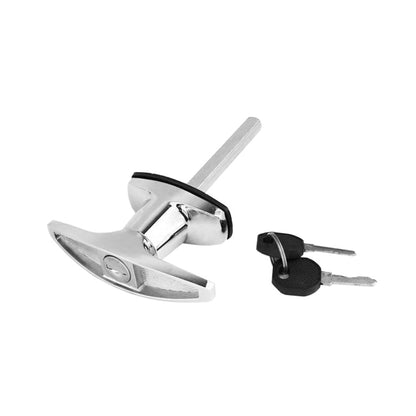 2 Set Chrome Rear Fixing T Handle Lock W or  Key For Trailer Caravan Canopy Toolbox.