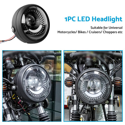 6.5-inch Motorcycle LED Headlight DRL Hi/Lo Suitable for Cafe Racer