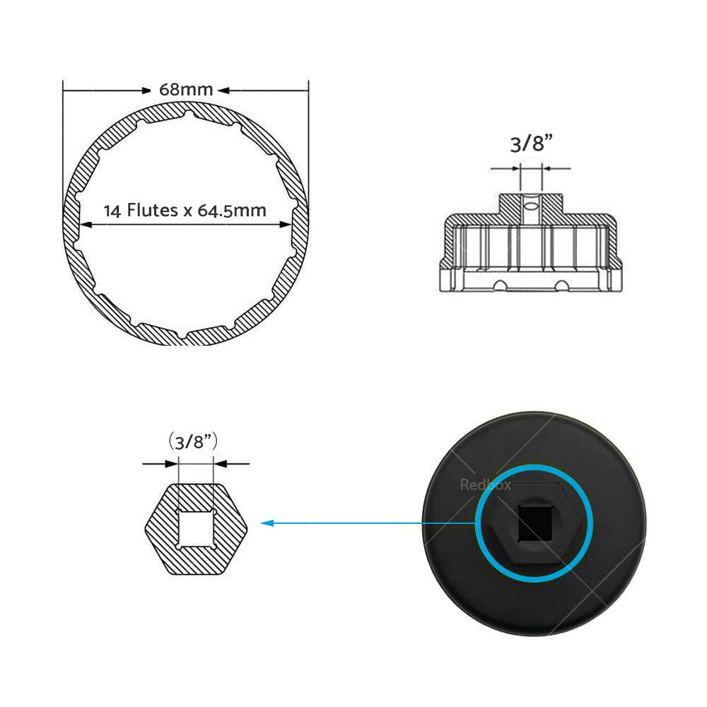 Oil Filter Wrench Cap Socket Housing Removal Tool Suitable For Land Cruiser.