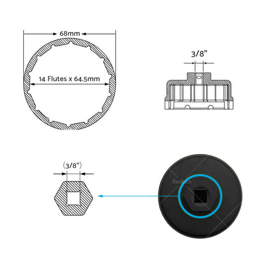 Oil Filter Wrench Cap Socket Housing Removal Tool Suitable For Land Cruiser.
