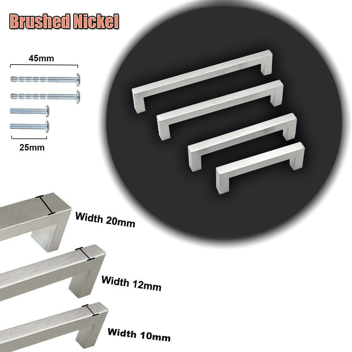 10 X Kitchen Cabinet Door Handles Matte Stainless Steel Drawer Cupboard Pulls.