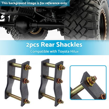 2x Rear Extended Greasable Shackles 2 inch  50mm Lift Suitable For Toyota Hilux KUN26.