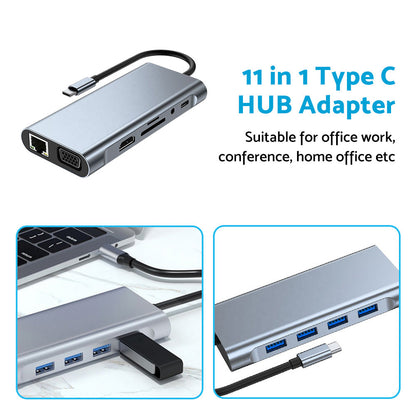 11-in-1 USB-C Hub Adapter with HDMI and USB 3.0 Ports Suitable For MacBook Pro & iPad Pro
