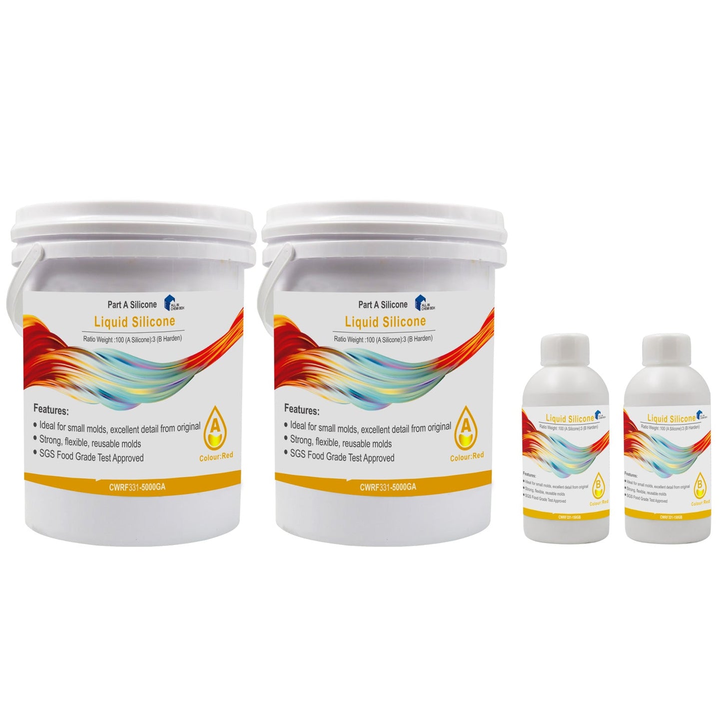 SH25 Liquid Silicone Rubber Mould Making Kit 100 3 Mix - 1Kg 2Kg 5Kg 10Kg Yellow.