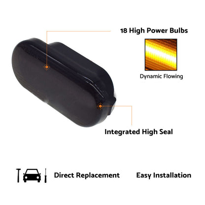 2x Dynamic LED Side Indicator Black Smoke Turning Signal Light Suitable for SEAT