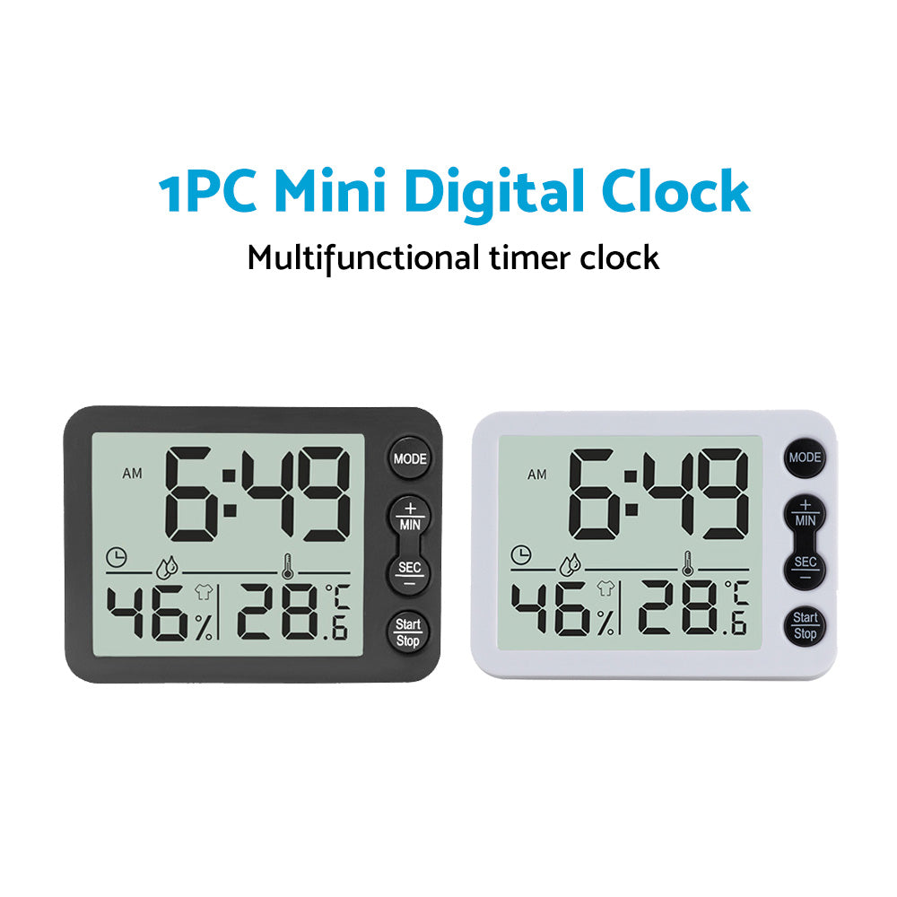 Small Mini Digital Clock with Temperature Display Suitable For Travel, LCD LED, Alarm, Battery Operated ¨C Black & White.