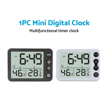 Small Mini Digital Clock with Temperature Display Suitable For Travel, LCD LED, Alarm, Battery Operated ¨C Black & White.