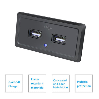 Dual USB Port Fast Charger Socket Power Outlet Panel 3.1A Suitable For Motorcycle Car RV