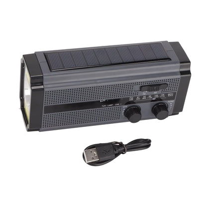 Solar Hand Crank Radio Emergency Weather 5000mAh Power Bank Flash Light Black.