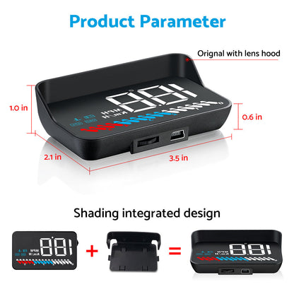 Head Up Display Suitable for Most Vehicles 3.5inch OBD GPS Dual System
