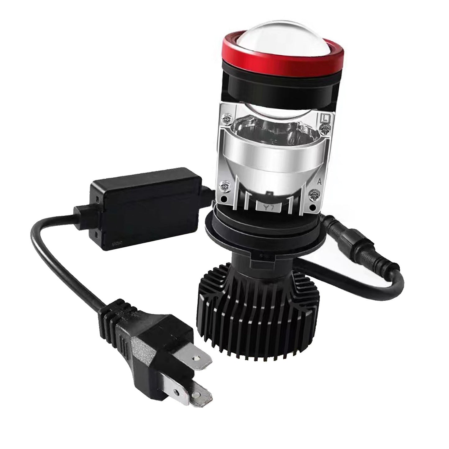2x H4 Y7D Bi-LED Mini Lens Car Headlight Lamps 6000K Suitable for Universal Vehi