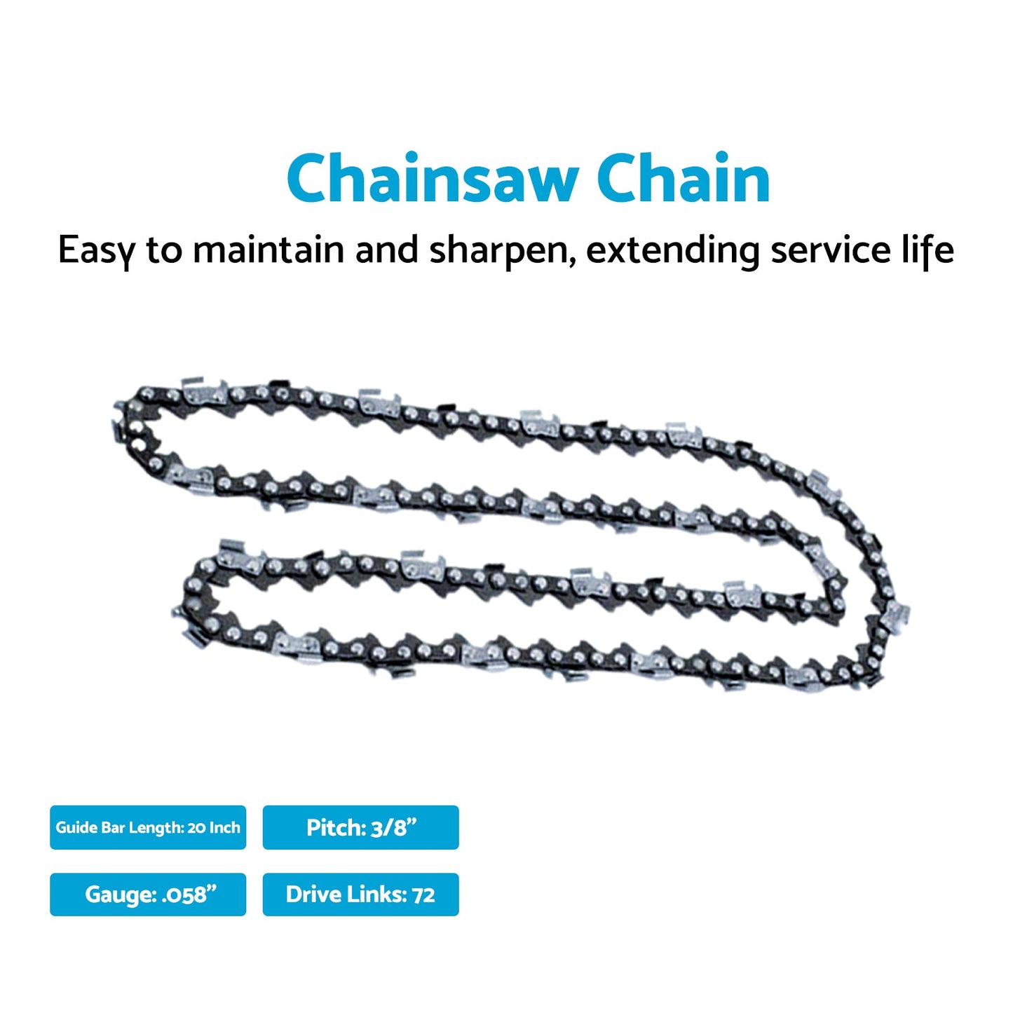 20'' Chainsaw Chain 3/8 .058 72DL Suitable for Husqvarna 372 XP
