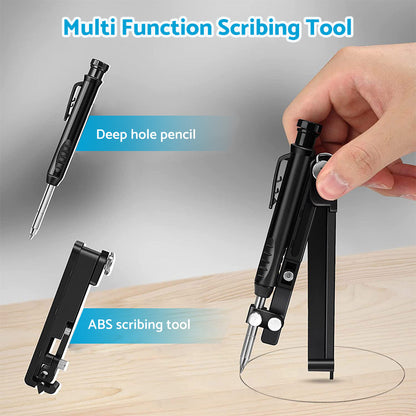 Multi-Function Scribing Tool Suitable For Construction and Precise Woodworking with 6x Pencils