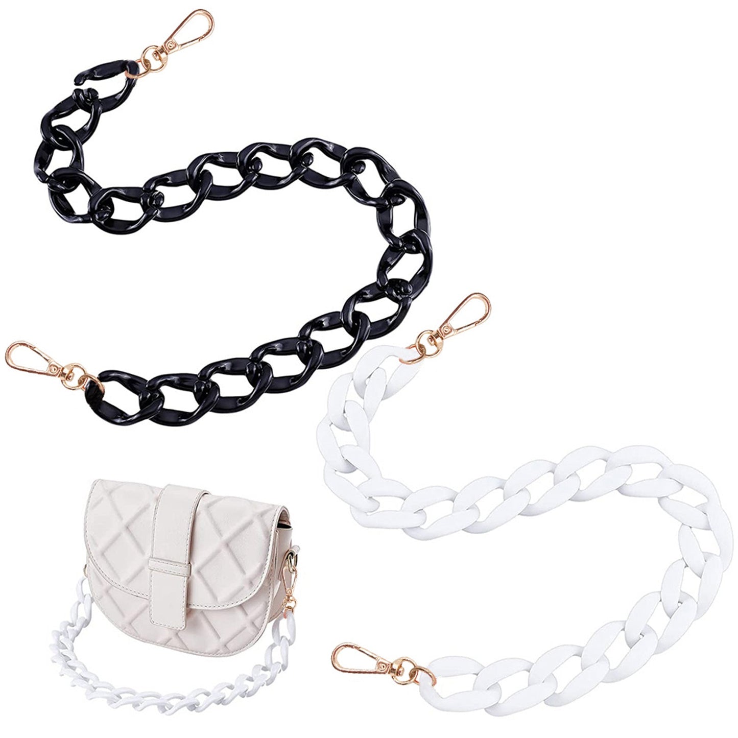2PCS Resin Purse Chain Handle Acrylic Bag Strap Detachable Purse Clutches Handle.