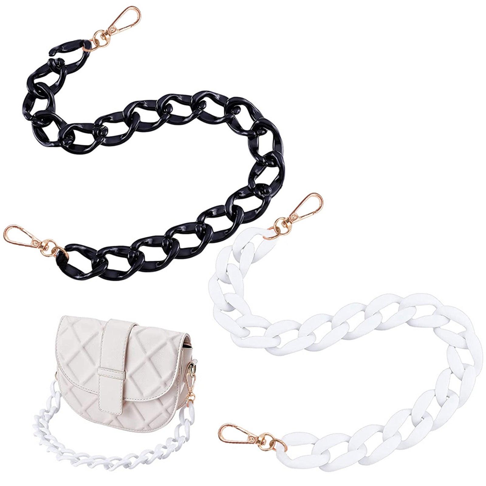 2PCS Resin Purse Chain Handle Acrylic Bag Strap Detachable Purse Clutches Handle.