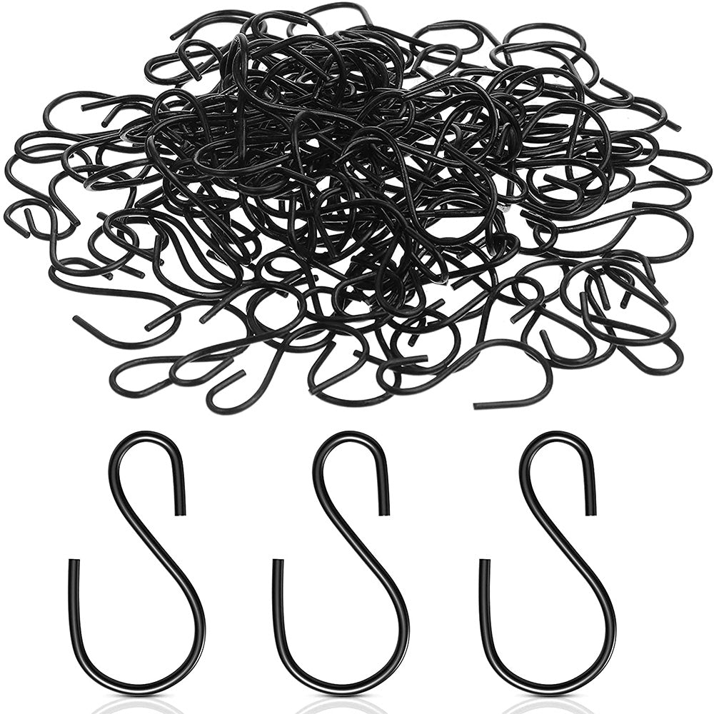 S Shaped Hooks Small Metal for Hanging Plants Mini Ornament Hooks Black Hangers.