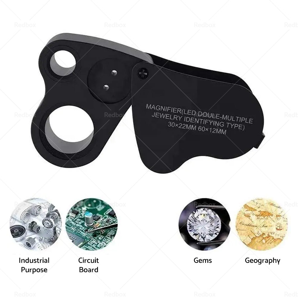 60x30mm Pocket Jeweller’s Eye Loupe Magnifier With LED Light Suitable For Jewelry