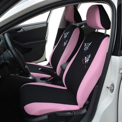 1 Set Deluxe Butterfly Pink Seat Cover Universal Front & Rear Car Seat Cover.