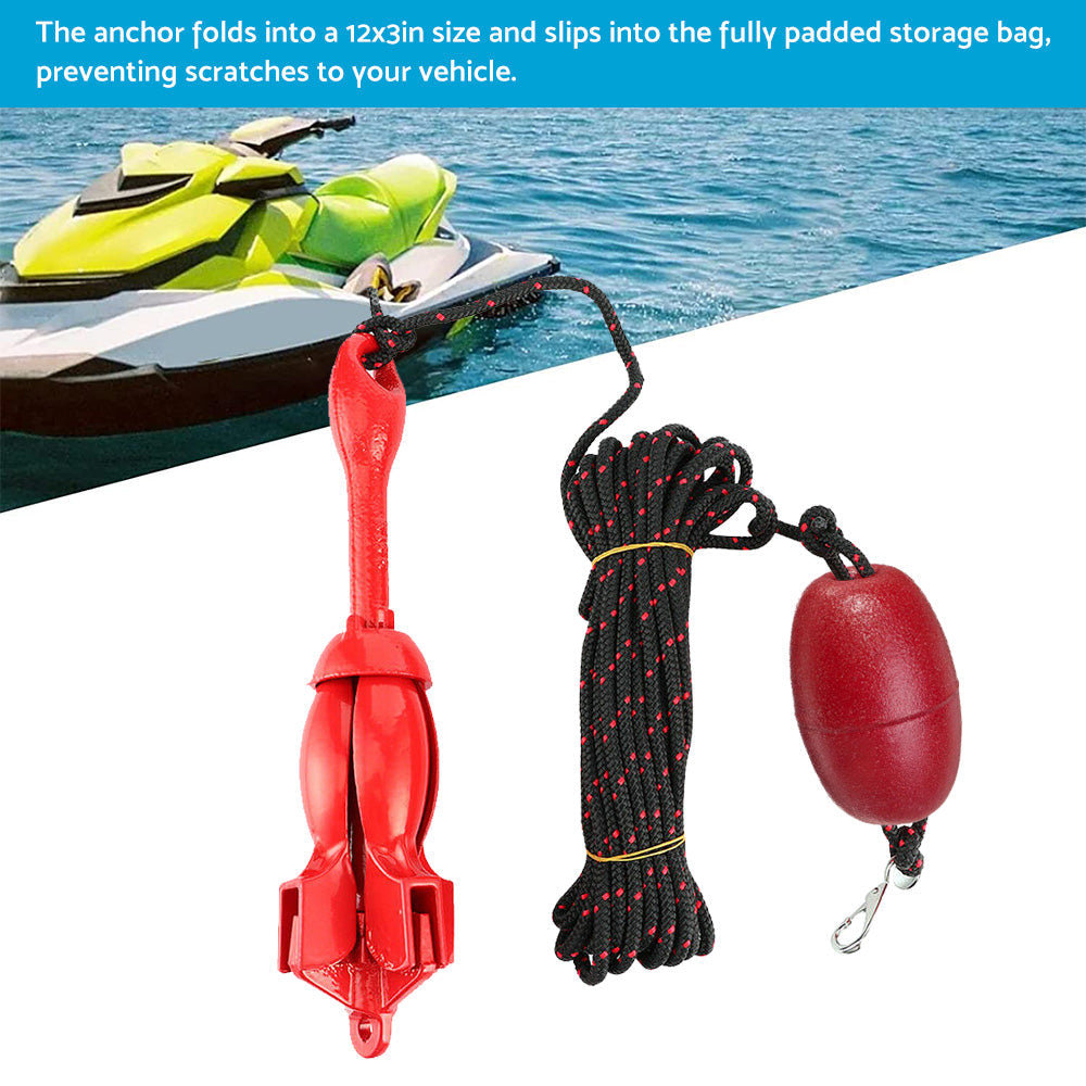 1. 5KG PWC FOLDING ANCHOR KIT- GRAPNEL or ROPE or FLOAT or HOOK - Kayak or Boat or Jet Ski or Canoe.