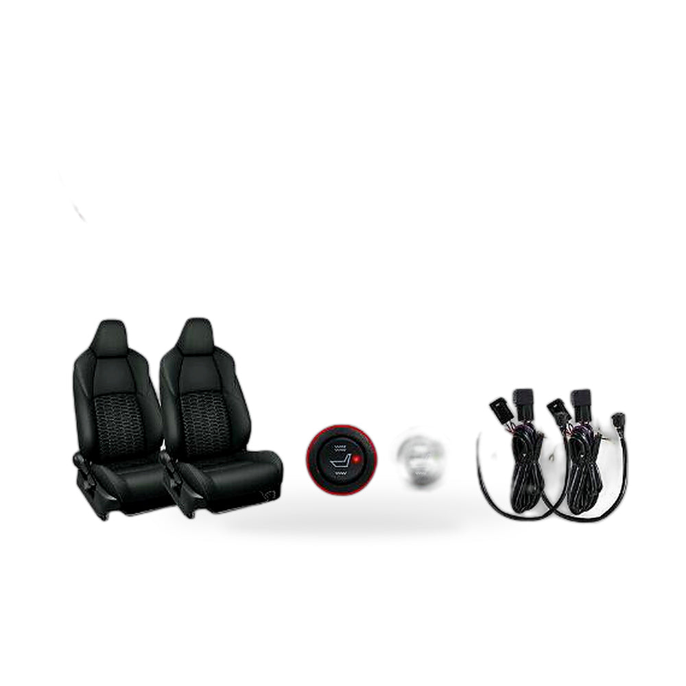 4PCS 12V Universal Carbon Fiber Car Heated Seat Heater Kit with Round Switch AU - ZT2