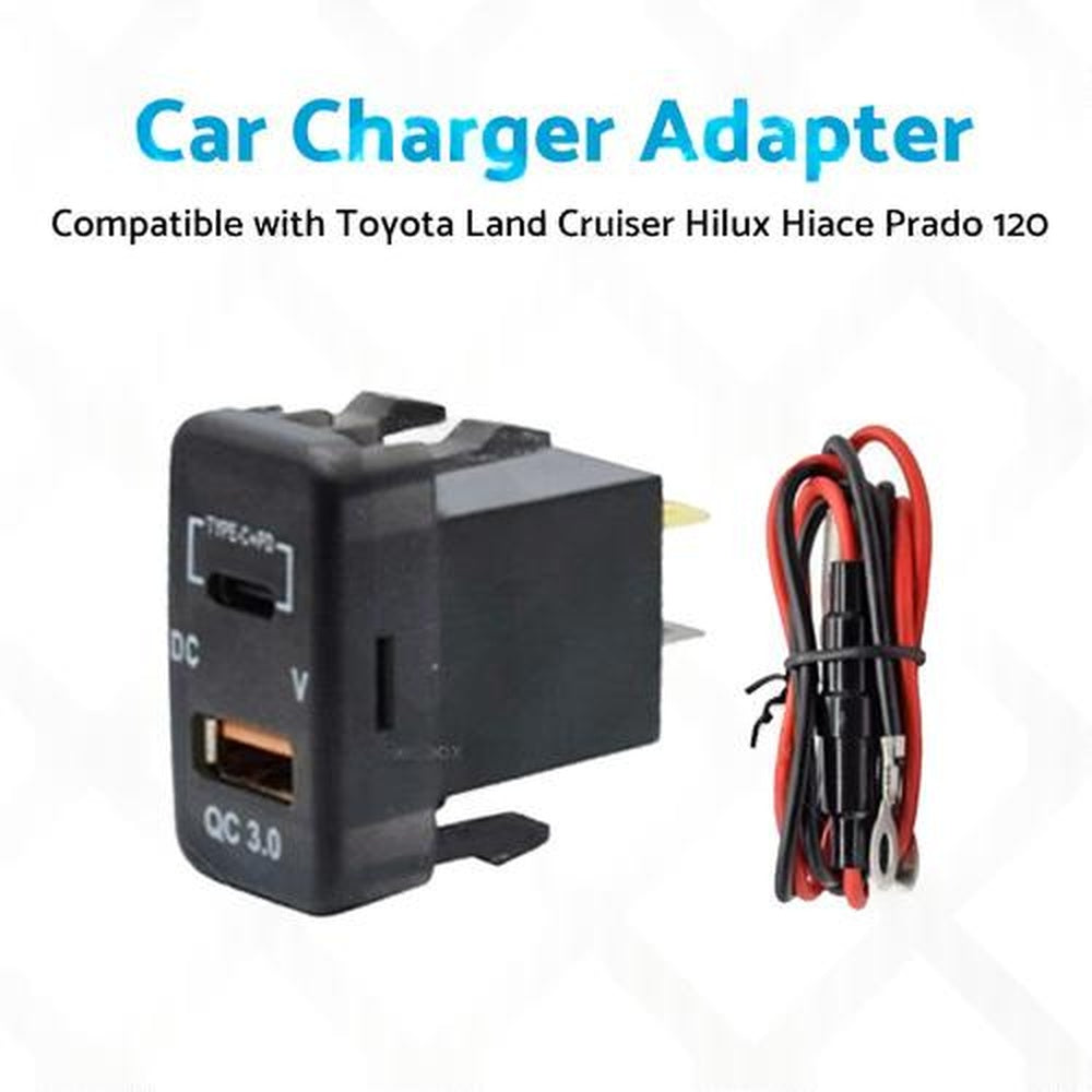 Type-C USB Car Charger Voltmeter Suitable for Toyota Land Cruiser 100