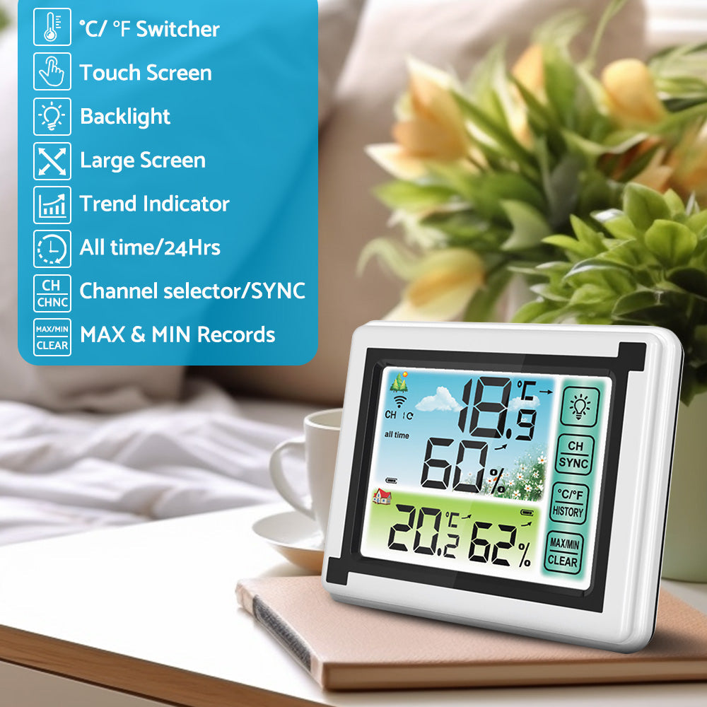 Wireless Weather Station Thermometer Digital Temperature Humidity Monitor Home.