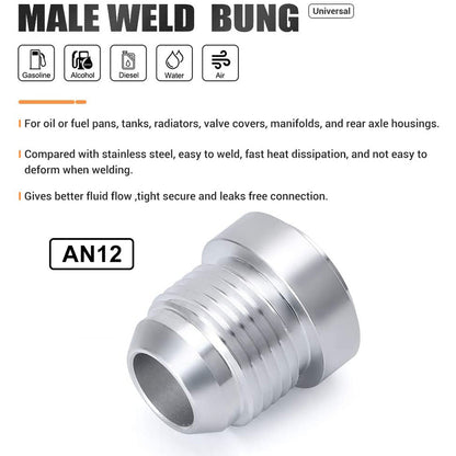 2x AN12 Male Aluminium weld on JIC bungs fitting -12AN JXSS032-12-A.