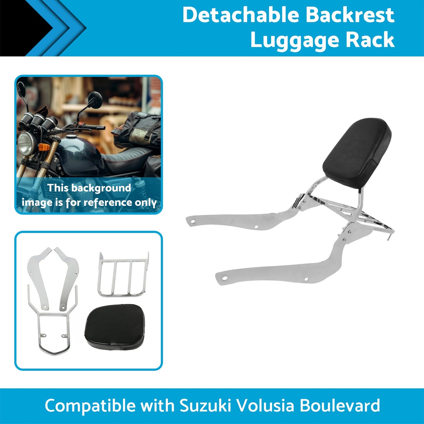 Backrest Sissy Bar W  Luggage Rack Suitable For Suzuki Boulevard C50 2005-2011.