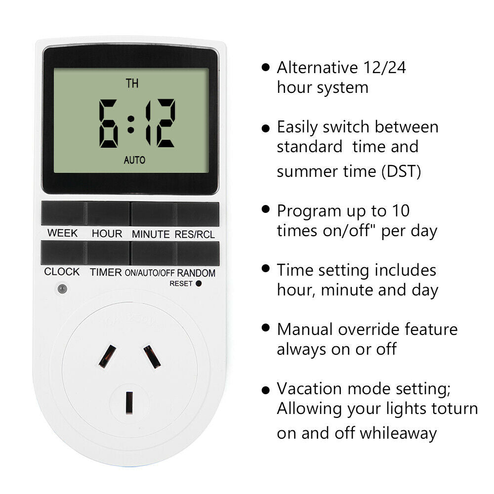 2Pcs 240V LCD Digital Timer Switch Automation Socket Electric Programmable Power.