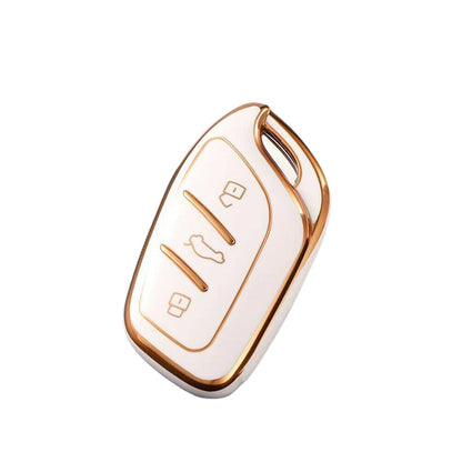 Beige TPU Remote Key Fob Case Cover Suitable For MG ZS EV 2022 / MG3 / MG5 / MG6 / MG7.