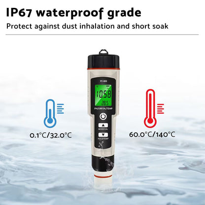 Portable 4 In 1 Hydrogen-Rich Test Pen PH ORP TEMP Water Quality Meter Tester.