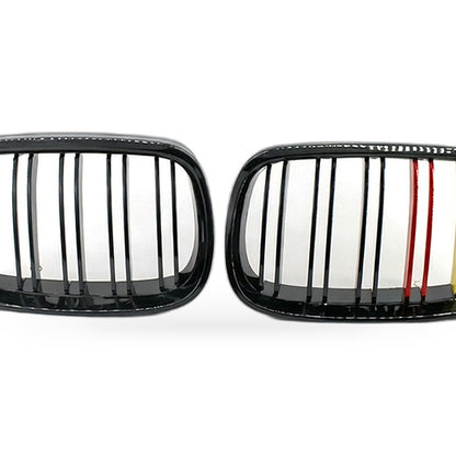 Red Yellow Dual Line Gloss Black Grille Suitable for BMW E92 E93 2006-2009 - XQ1