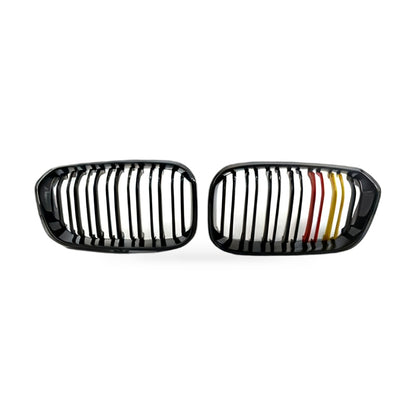 Gloss Black Dual Line Red Yellow Grille Suitable for BMW 1 F20 F21 LCI 15-17 - ZT2