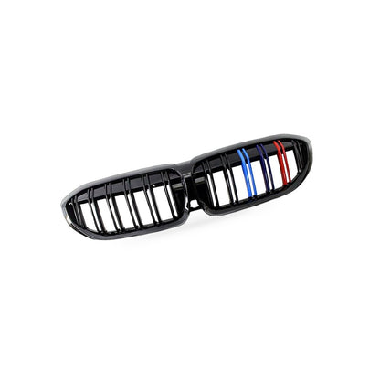 Dual Line Gloss Black Tri-Color Stripe Grille Suitable for BMW 3 Series G20 G28 - BD2