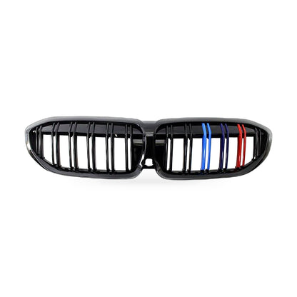 Dual Line Gloss Black Tri-Color Stripe Grille Suitable for BMW 3 Series G20 G28 - ZT2