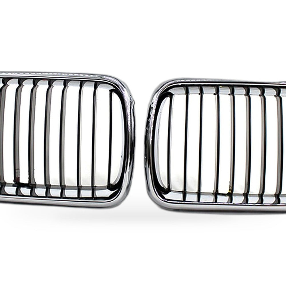 For BMW 3 Series E36 97-99 Modified Semi Chrome Gloss Black Grille Front Face - XQ1