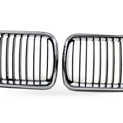 For BMW 3 Series E36 97-99 Modified Semi Chrome Gloss Black Grille Front Face - XQ1
