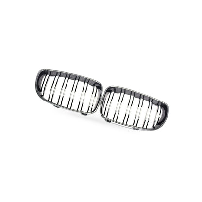 1 Series BMW E81 E87 08-11 Carbon Fiber Dual Line Front Grille Mesh - BD1